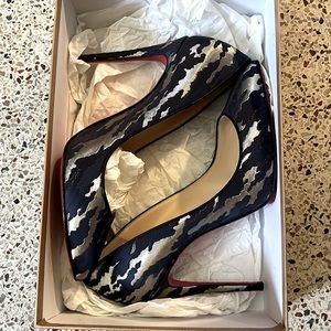 Christian Louboutin Pigalle Follies 100 JQ Camo(blue and silver) size 37.5